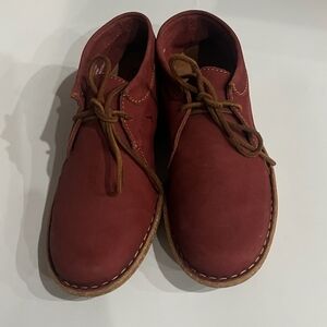 Born Nuala Red and Brown Mules with Suede Finish